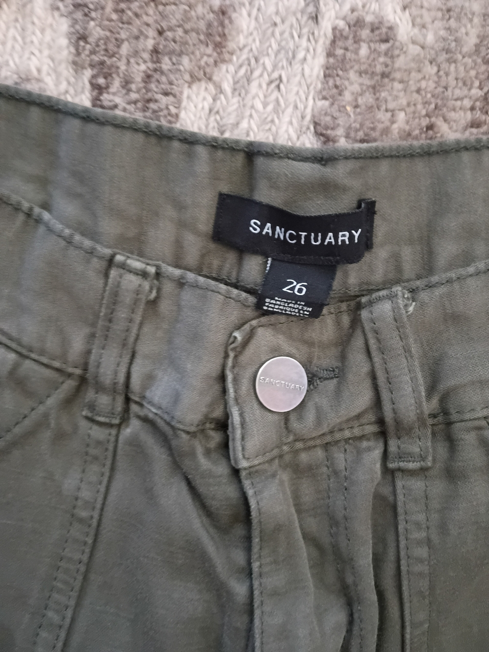 Anthropologie Sanctuary Indie Boho Green Cargo Pants Women's S 26 Cotton Coastal - Picture 2 of 4